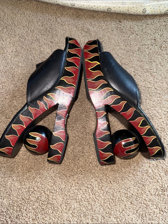 unbranded Shoes - Vintage unique wooden hand painted mules